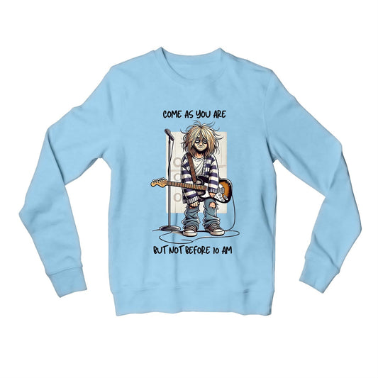 nirvana not before 10 am crop hoodie hooded sweatshirt upper winterwear music band buy online india the banyan tee tbt men women girls boys unisex black