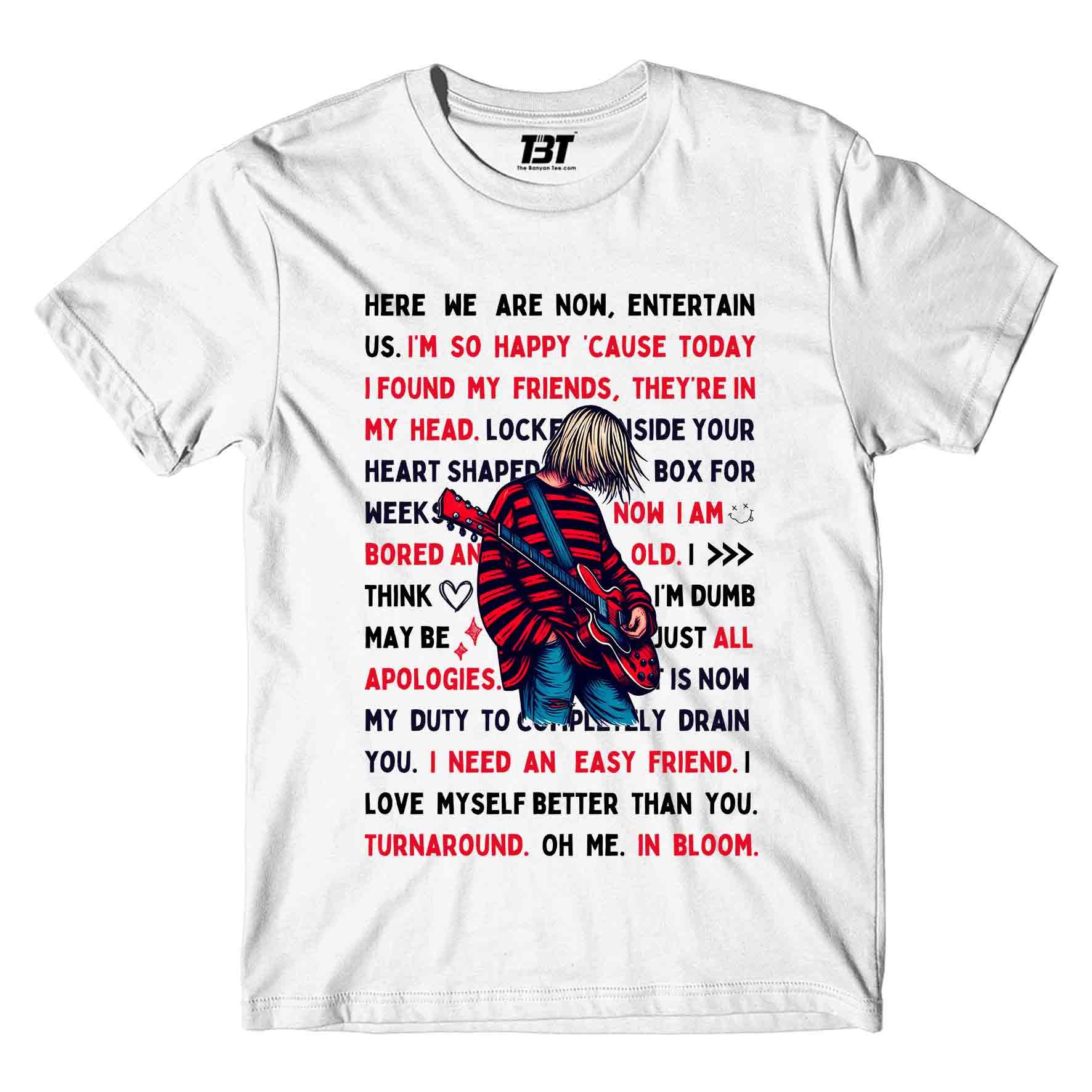 nirvana lyrical doodle t-shirt music band buy online india the banyan tee tbt men women girls boys unisex white