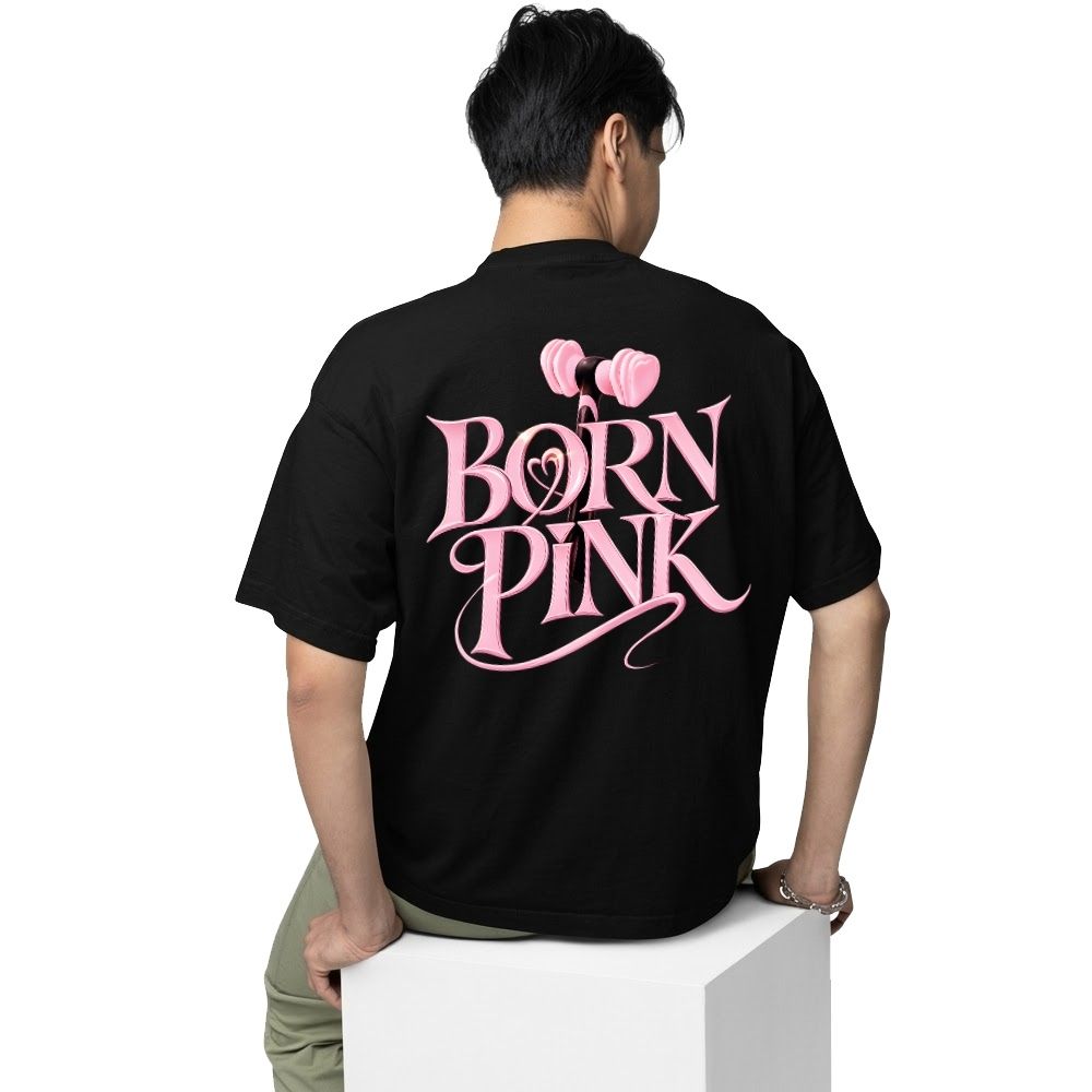 black pink born pink oversized t shirt 