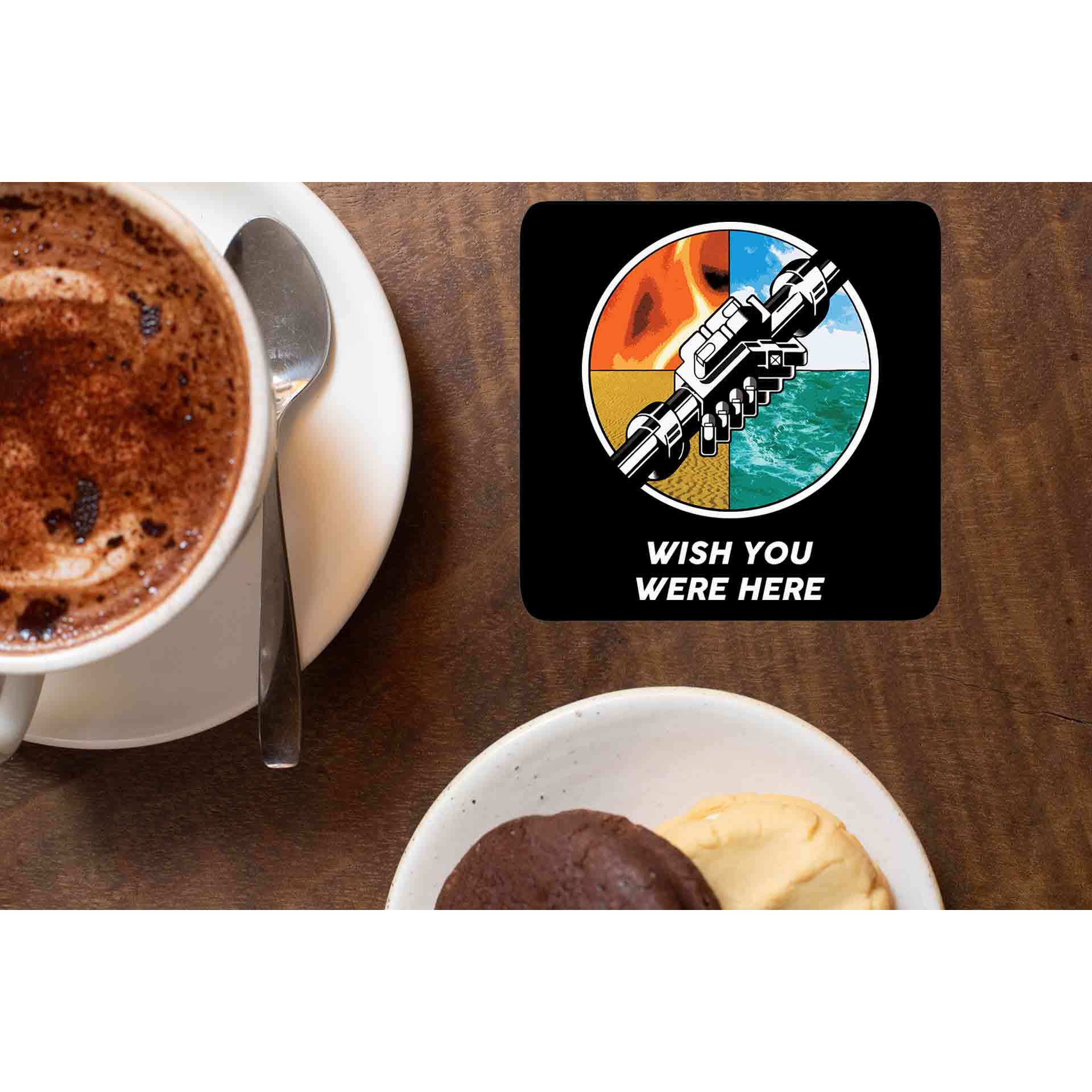 Wish You Were Here Pink Floyd Coaster Coasters The Banyan Tee TBT wooden online indian table set of 6