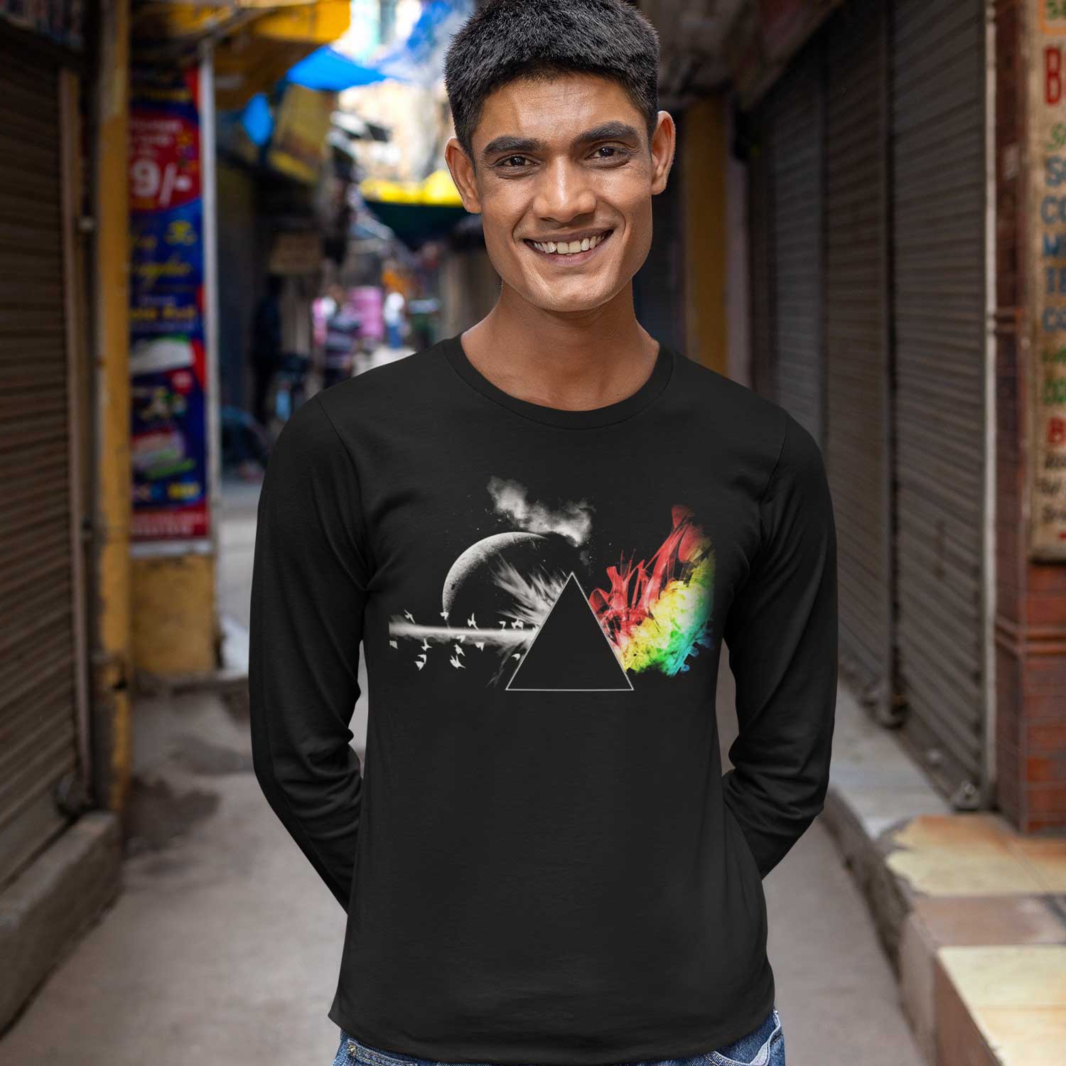 Dark Side Of The Moon Pink Floyd The Banyan Tee Full Sleeves Long Sleeve for men girl combo under 200 best brand T-shirt - The Banyan Tee TBT