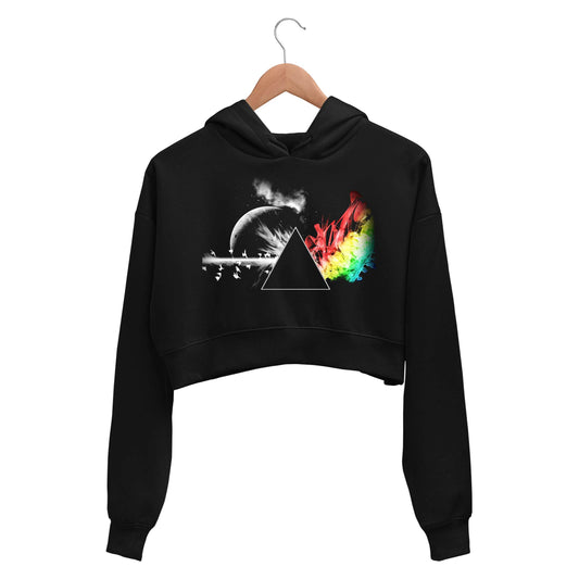 Dark Side Of The Moon Pink Floyd Crop Hoodie Crop Hooded Sweatshirt for Women The Banyan Tee TBT hoodie girls teenage cute bust cropped