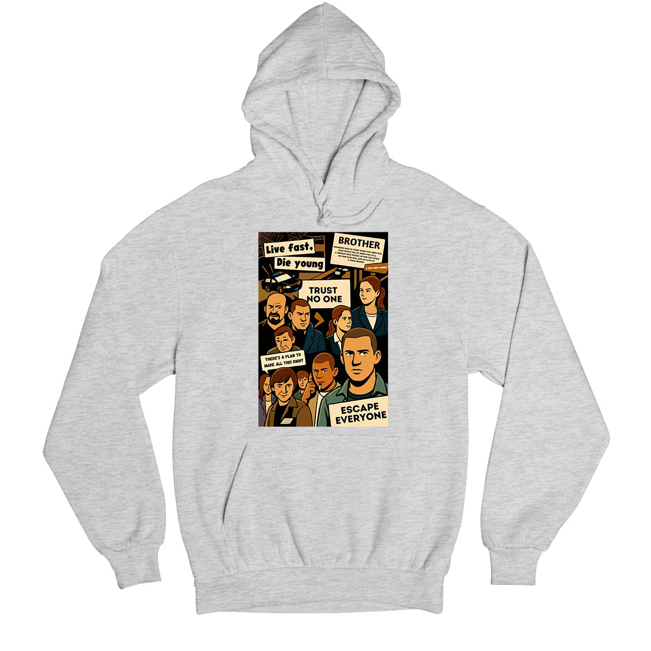 prison break escape everyone hoodie hooded sweatshirt winterwear tv & movies buy online india the banyan tee tbt men women girls boys unisex gray