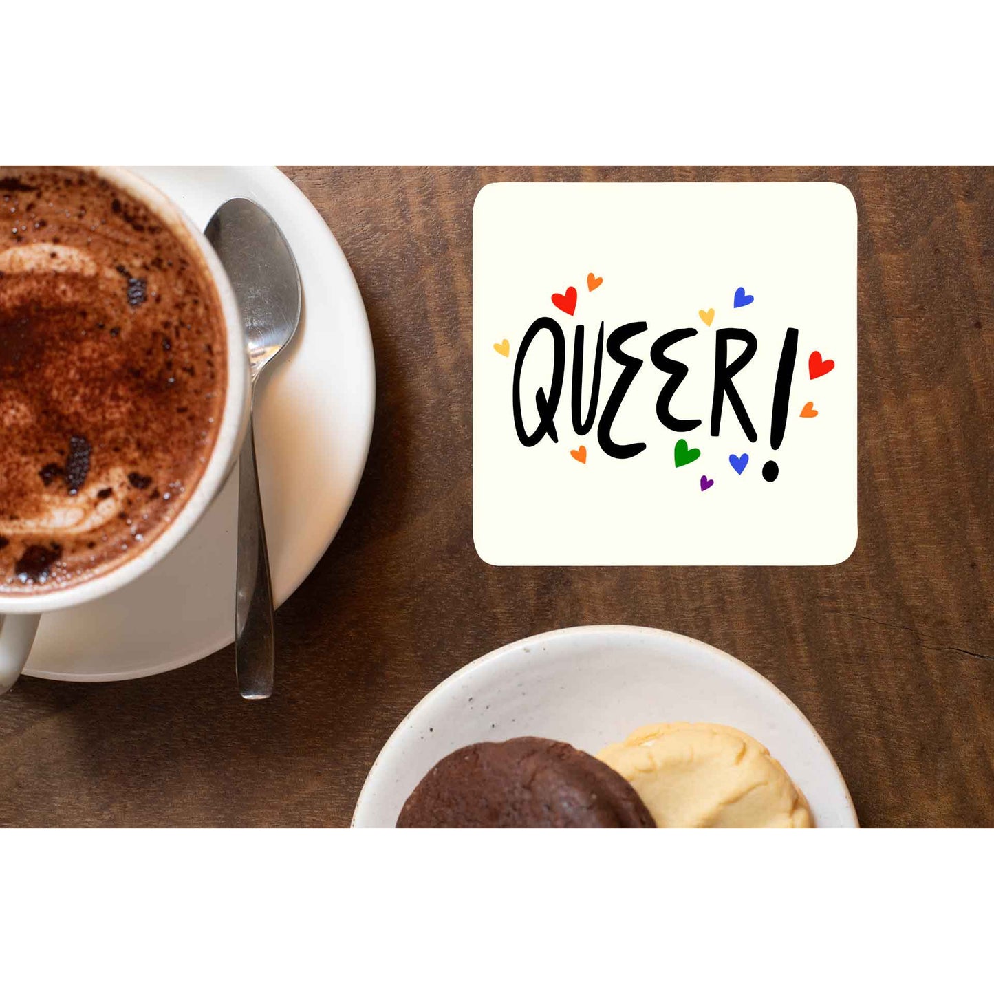 pride queer coasters wooden table cups indian printed graphic stylish buy online india the banyan tee tbt men women girls boys unisex  - lgbtqia+