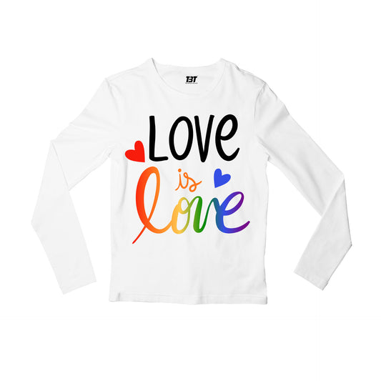 pride love is love full sleeves long sleeves printed graphic stylish buy online india the banyan tee tbt men women girls boys unisex white - lgbtqia+
