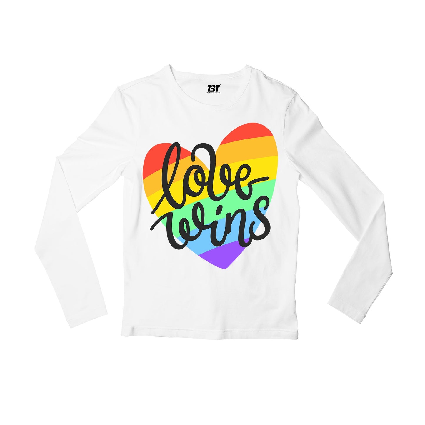 pride love wins full sleeves long sleeves printed graphic stylish buy online india the banyan tee tbt men women girls boys unisex white - lgbtqia+