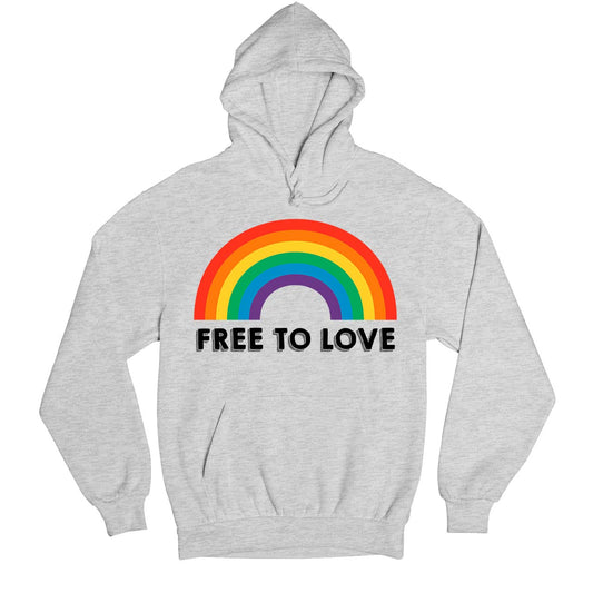pride free to love hoodie hooded sweatshirt winterwear printed graphic stylish buy online india the banyan tee tbt men women girls boys unisex gray - lgbtqia+