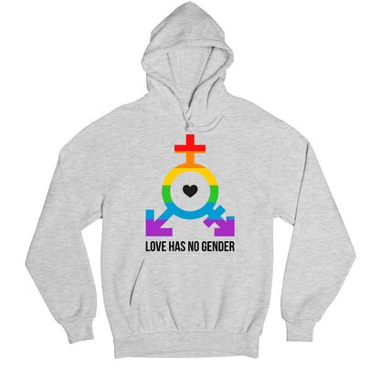 pride love has no gender hoodie hooded sweatshirt winterwear printed graphic stylish buy online india the banyan tee tbt men women girls boys unisex gray - lgbtqia+