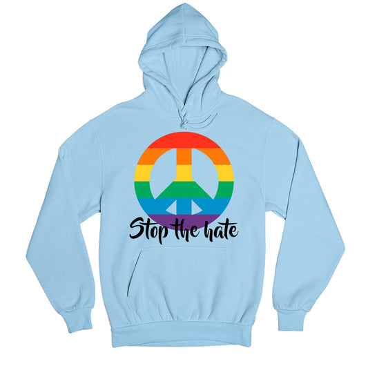 pride stop the hate hoodie hooded sweatshirt winterwear printed graphic stylish buy online india the banyan tee tbt men women girls boys unisex gray - lgbtqia+