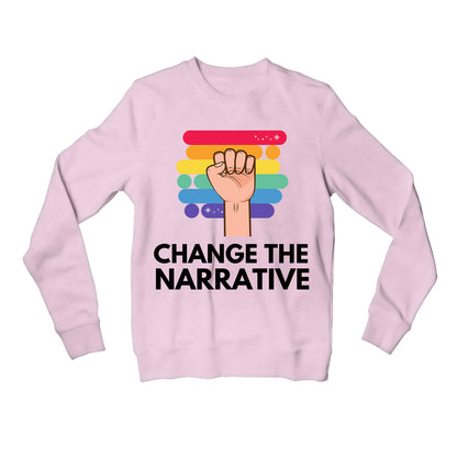 pride change the narrative sweatshirt upper winterwear printed graphic stylish buy online india the banyan tee tbt men women girls boys unisex gray - lgbtqia+