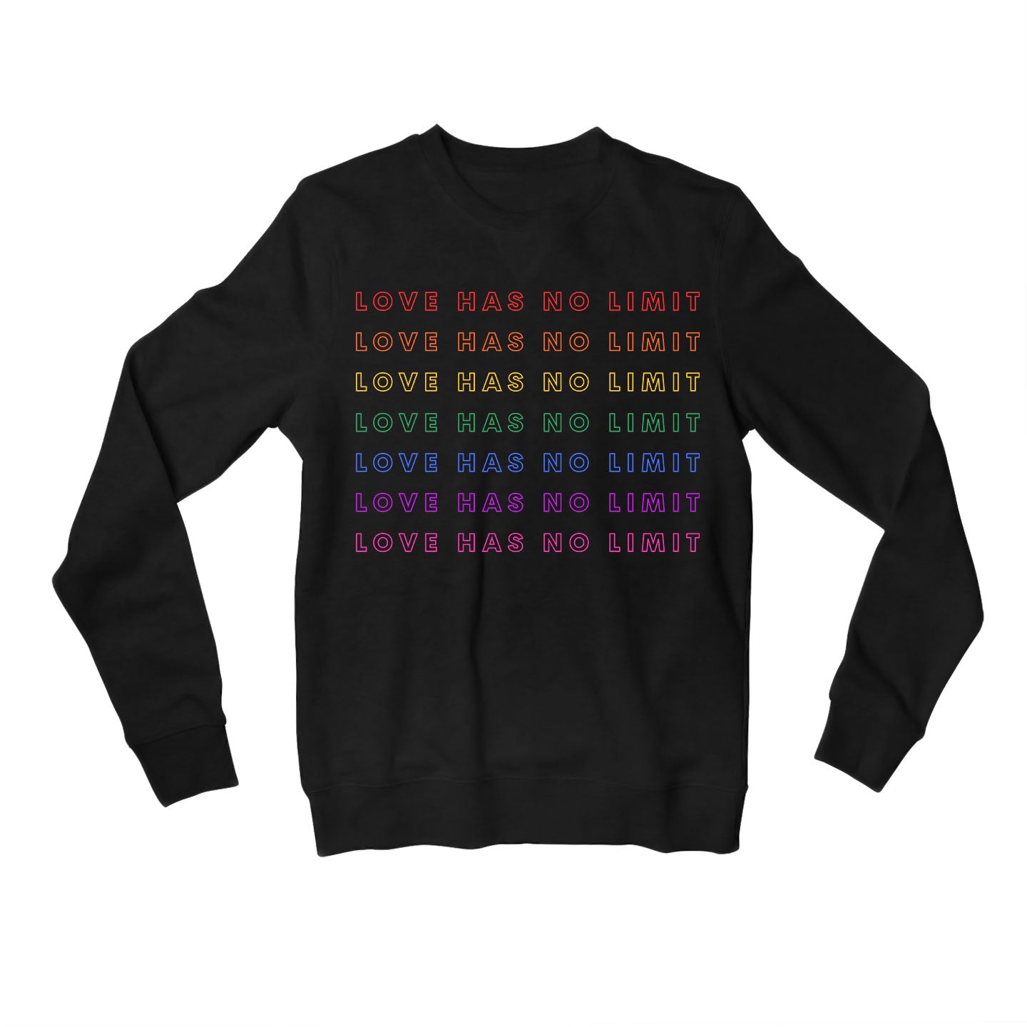 pride love has no limit sweatshirt upper winterwear printed graphic stylish buy online india the banyan tee tbt men women girls boys unisex black - lgbtqia+