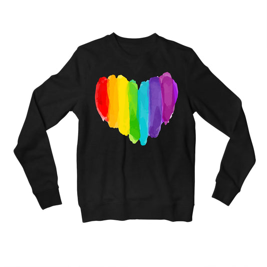 pride rainbow heart sweatshirt upper winterwear printed graphic stylish buy online india the banyan tee tbt men women girls boys unisex black - lgbtqia+