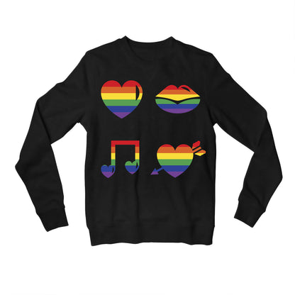 pride rainbow love sweatshirt upper winterwear printed graphic stylish buy online india the banyan tee tbt men women girls boys unisex black - lgbtqia+