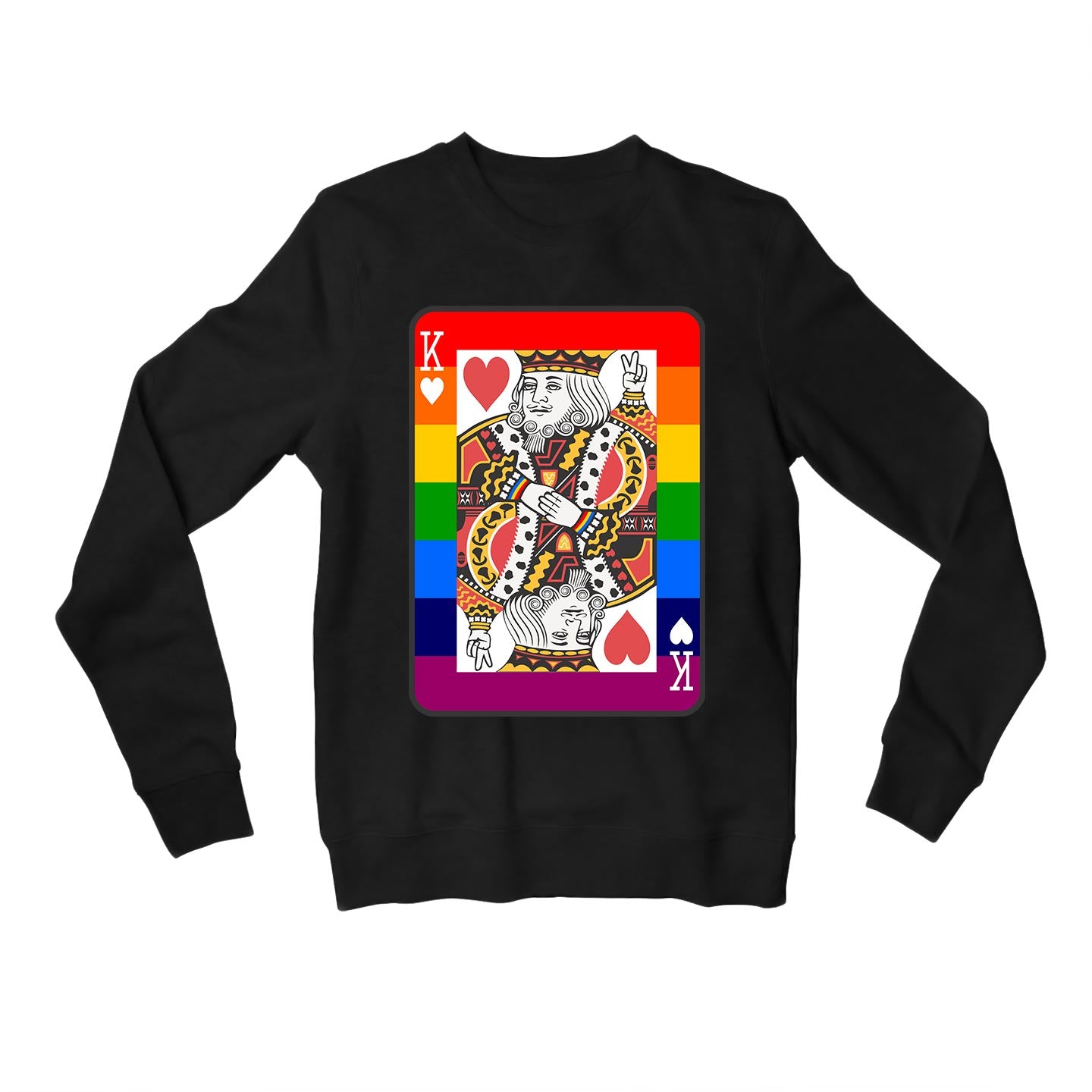 pride the king of hearts sweatshirt upper winterwear printed graphic stylish buy online india the banyan tee tbt men women girls boys unisex black - lgbtqia+