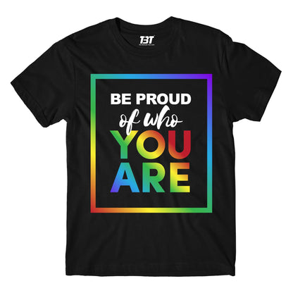 pride be proud of who you are t-shirt printed graphic stylish buy online india the banyan tee tbt men women girls boys unisex navy - lgbtqia+