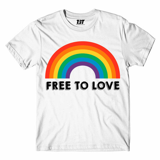 pride free to love t-shirt printed graphic stylish buy online india the banyan tee tbt men women girls boys unisex white - lgbtqia+