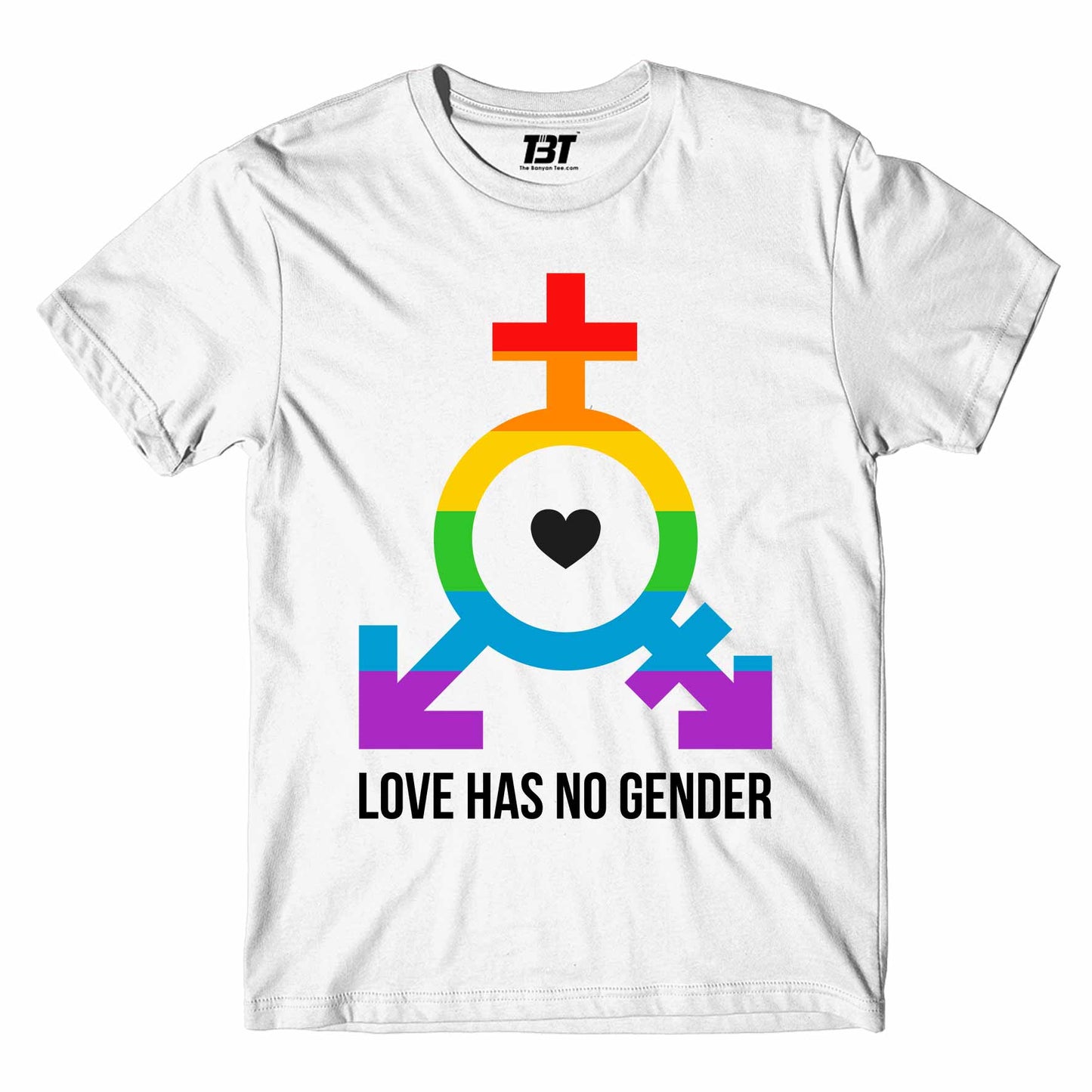 pride love has no gender t-shirt printed graphic stylish buy online india the banyan tee tbt men women girls boys unisex white - lgbtqia+