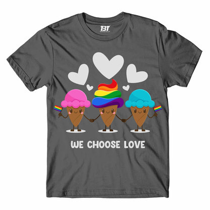 pride we choose love t-shirt printed graphic stylish buy online india the banyan tee tbt men women girls boys unisex steel grey - lgbtqia+  Edit alt text