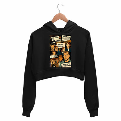 prison break escape everyone crop hoodie hooded sweatshirt upper winterwear tv & movies buy online india the banyan tee tbt men women girls boys unisex black