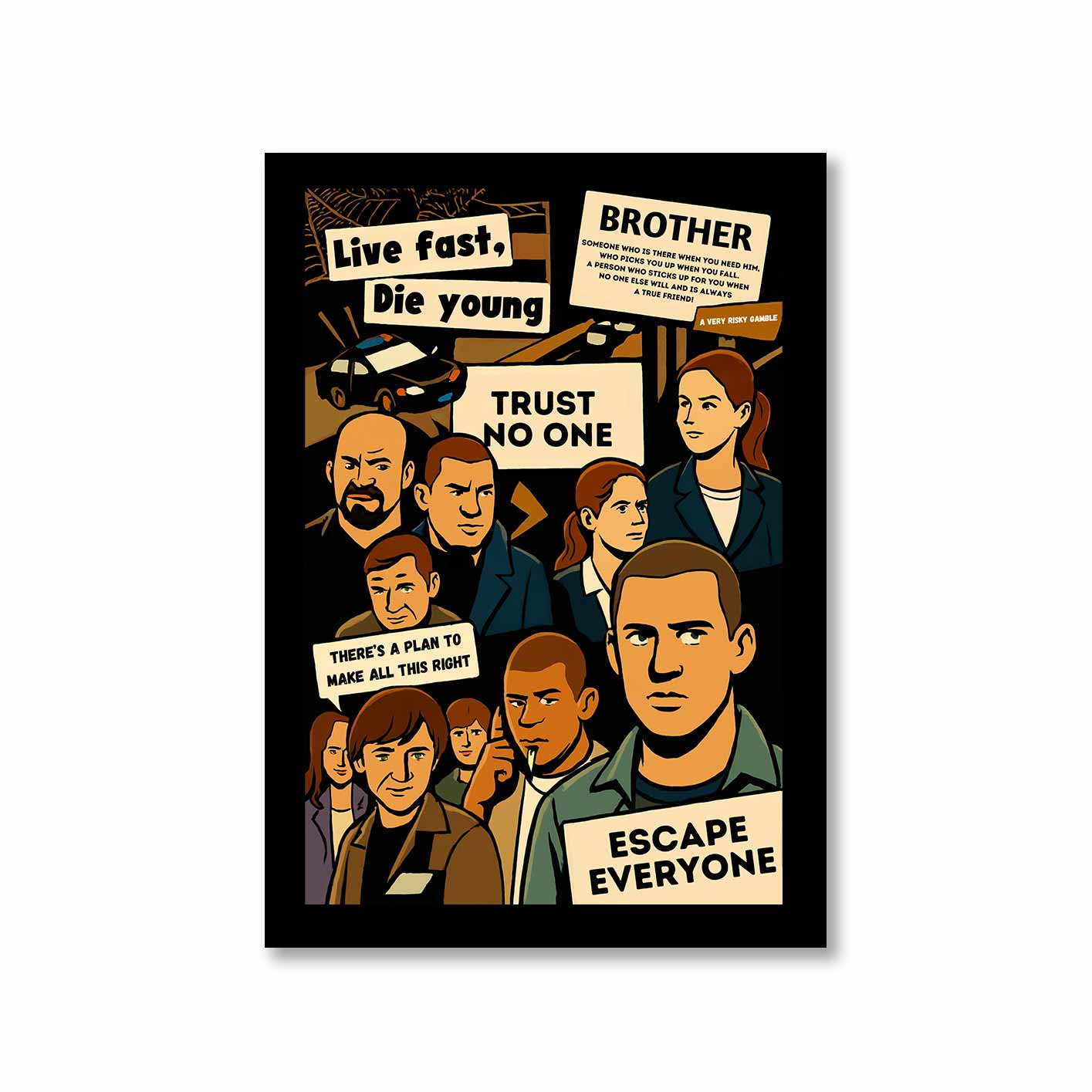 prison break escape everyone poster wall art buy online india the banyan tee tbt a4