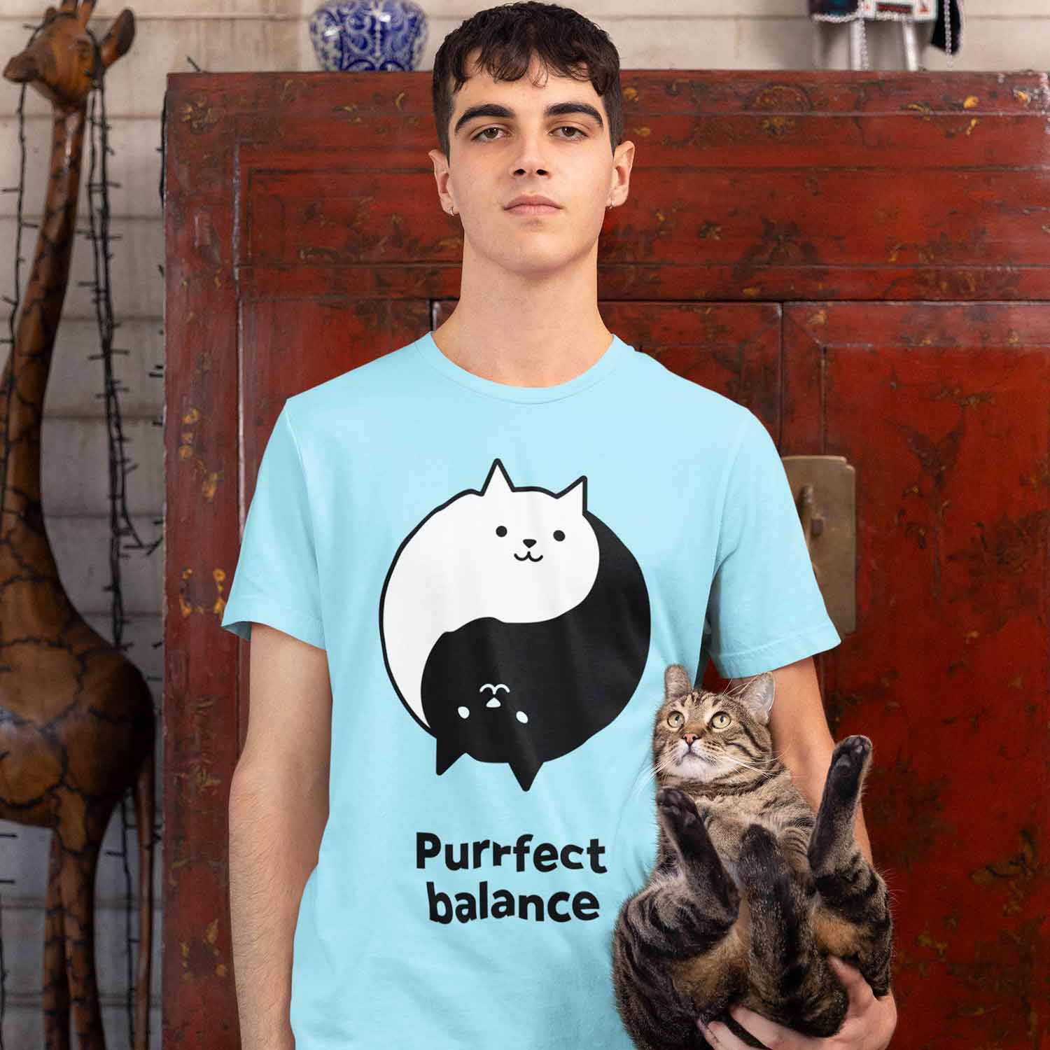 graphic purrfect balance t-shirt printed graphic stylish buy online india the banyan tee tbt men women girls boys unisex baby blue 