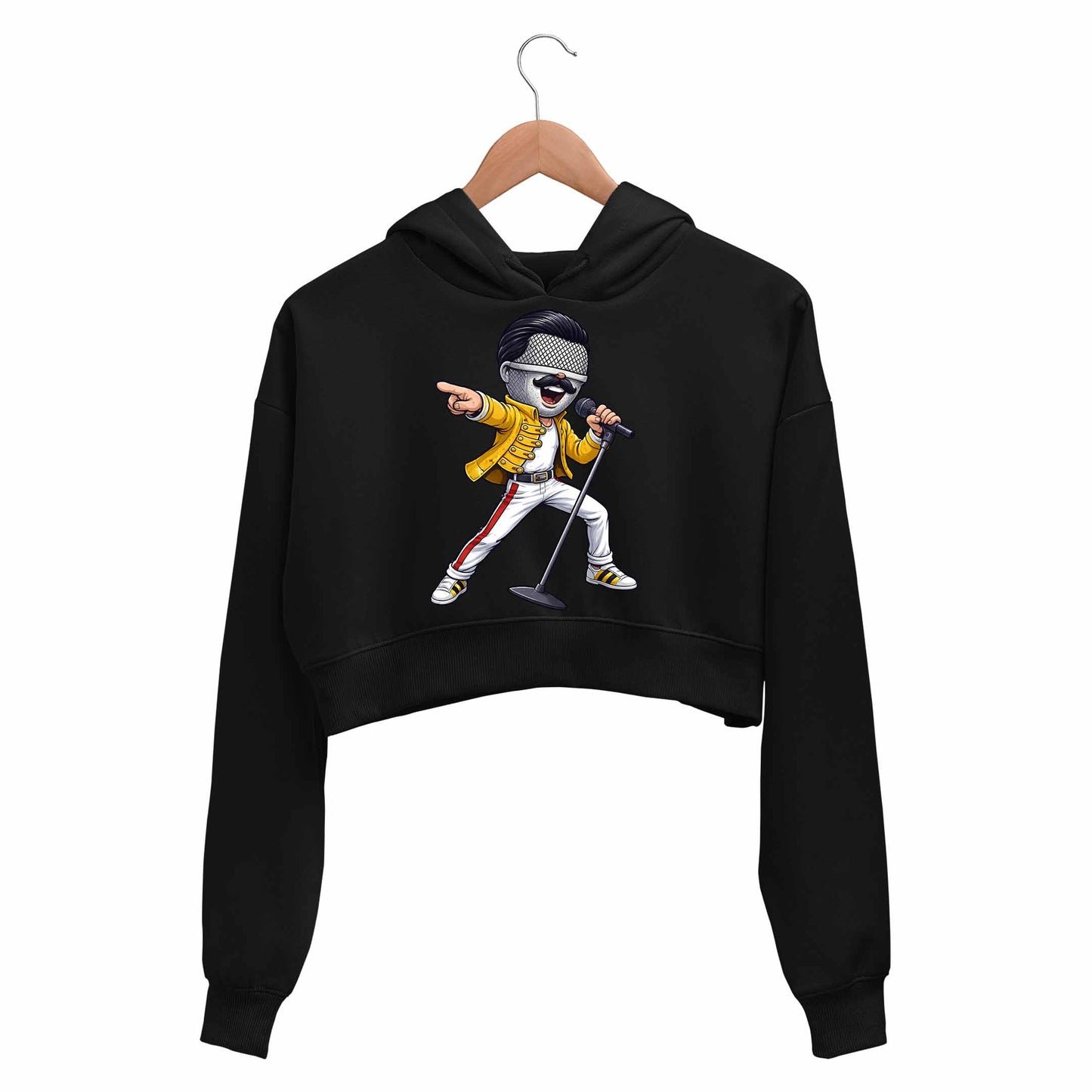 queen mic mercury crop hoodie hooded sweatshirt upper winterwear music band buy online india the banyan tee tbt men women girls boys unisex black 