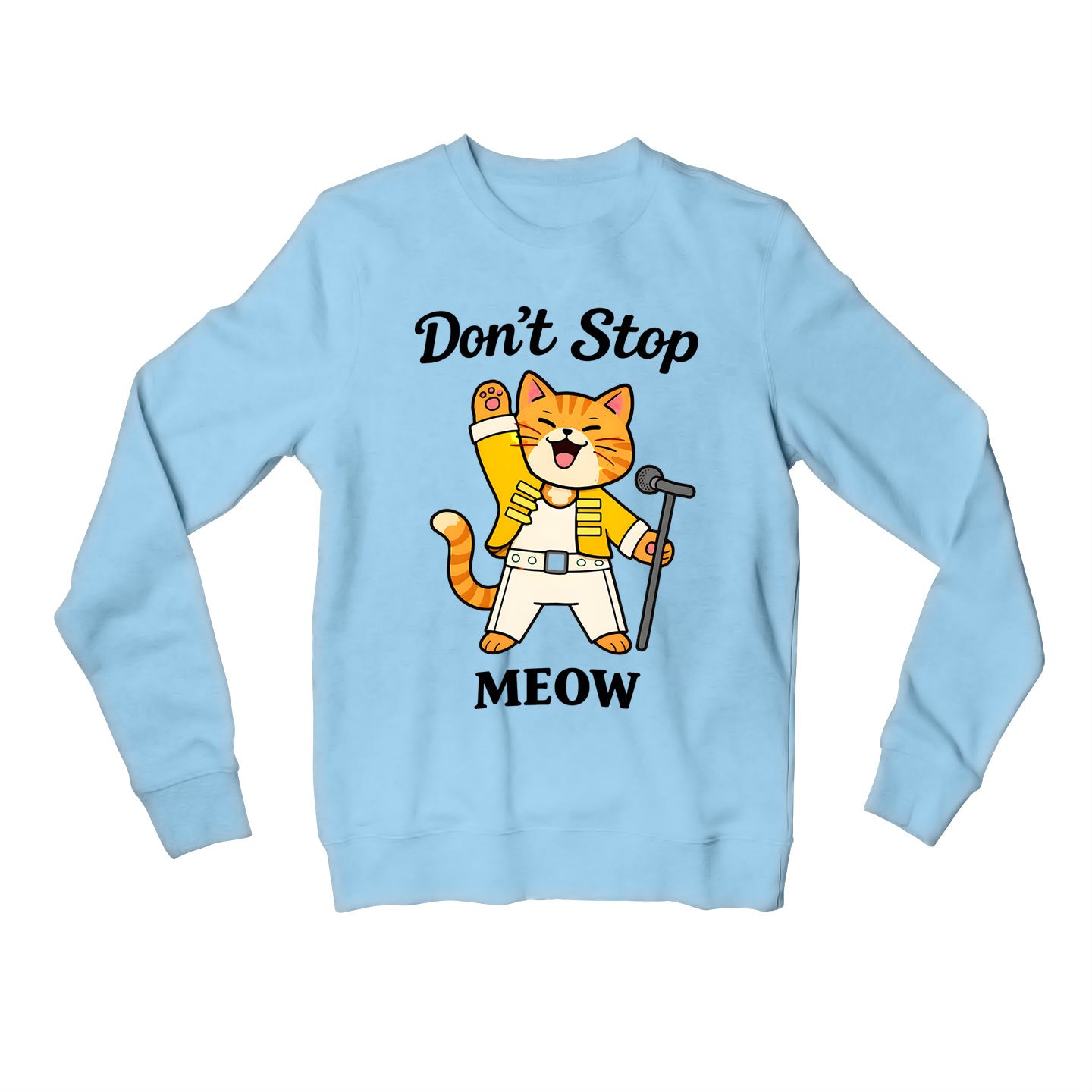 queen don't stop meow sweatshirt upper winterwear music band buy online india the banyan tee tbt men women girls boys unisex baby blue 