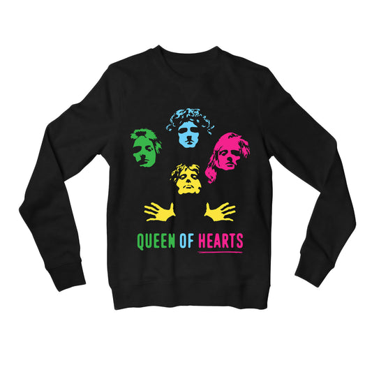 queen queen of hearts sweatshirt upper winterwear music band buy online india the banyan tee tbt men women girls boys unisex black