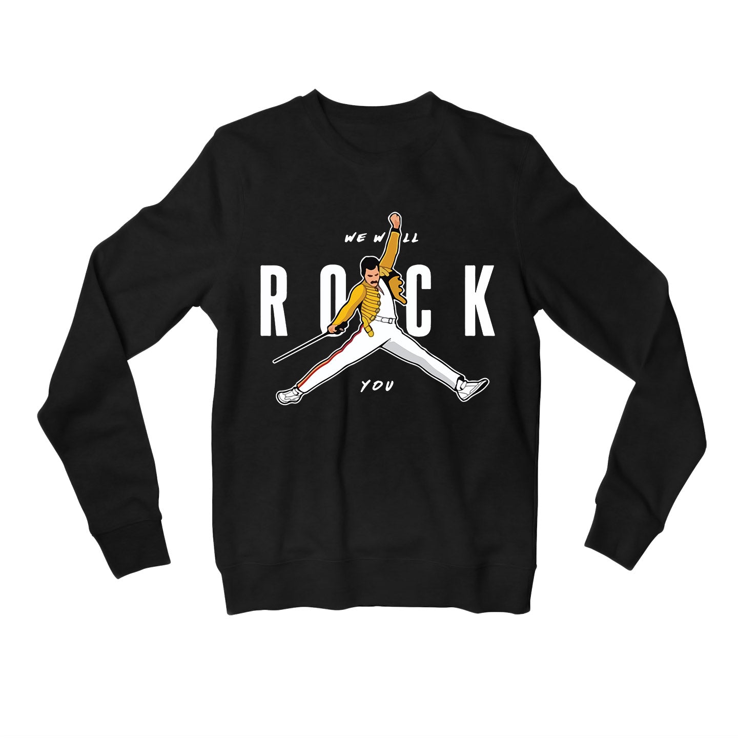 queen we will rock you sweatshirt upper winterwear music band buy online india the banyan tee tbt men women girls boys unisex black