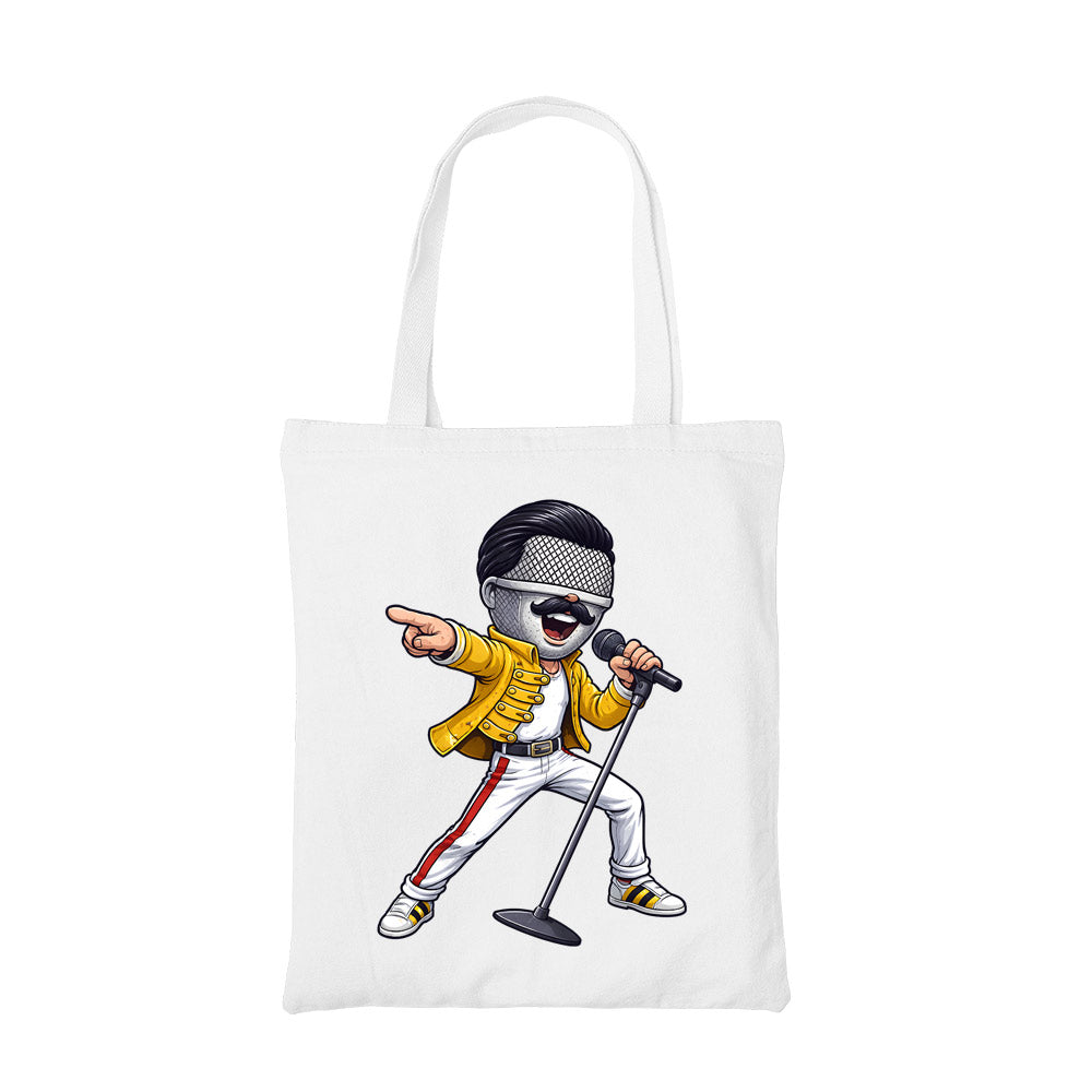 queen mic mercury tote bag cotton printed music band buy online india the banyan tee tbt men women girls boys unisex  