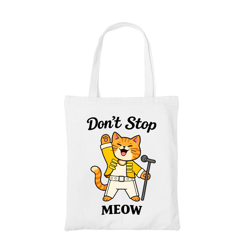 queen don't stop meow tote bag cotton printed music band buy online india the banyan tee tbt men women girls boys unisex  