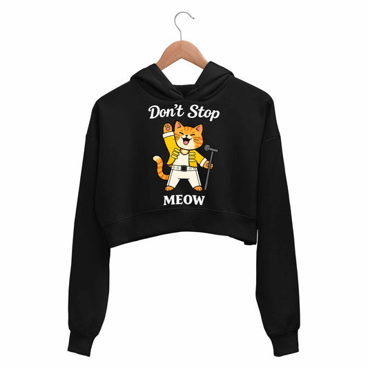 queen don't stop meow crop hoodie hooded sweatshirt upper winterwear music band buy online india the banyan tee tbt men women girls boys unisex black 
