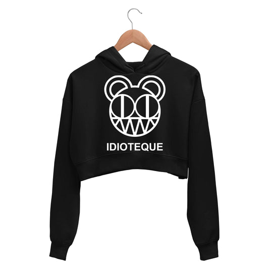 radiohead idioteque crop hoodie hooded sweatshirt upper winterwear music band buy online india the banyan tee tbt men women girls boys unisex black