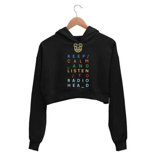 radiohead keep calm crop hoodie hooded sweatshirt upper winterwear music band buy online india the banyan tee tbt men women girls boys unisex black