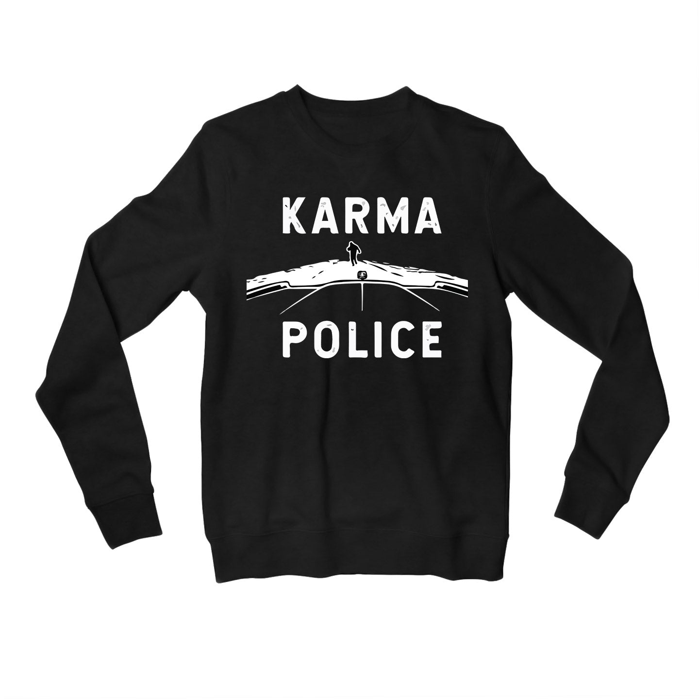 radiohead karma police sweatshirt upper winterwear music band buy online india the banyan tee tbt men women girls boys unisex black