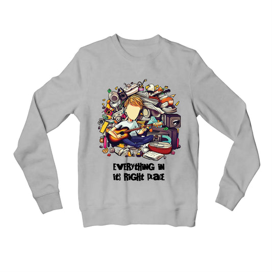 radiohead in its right place sweatshirt upper winterwear music band buy online india the banyan tee tbt men women girls boys unisex gray