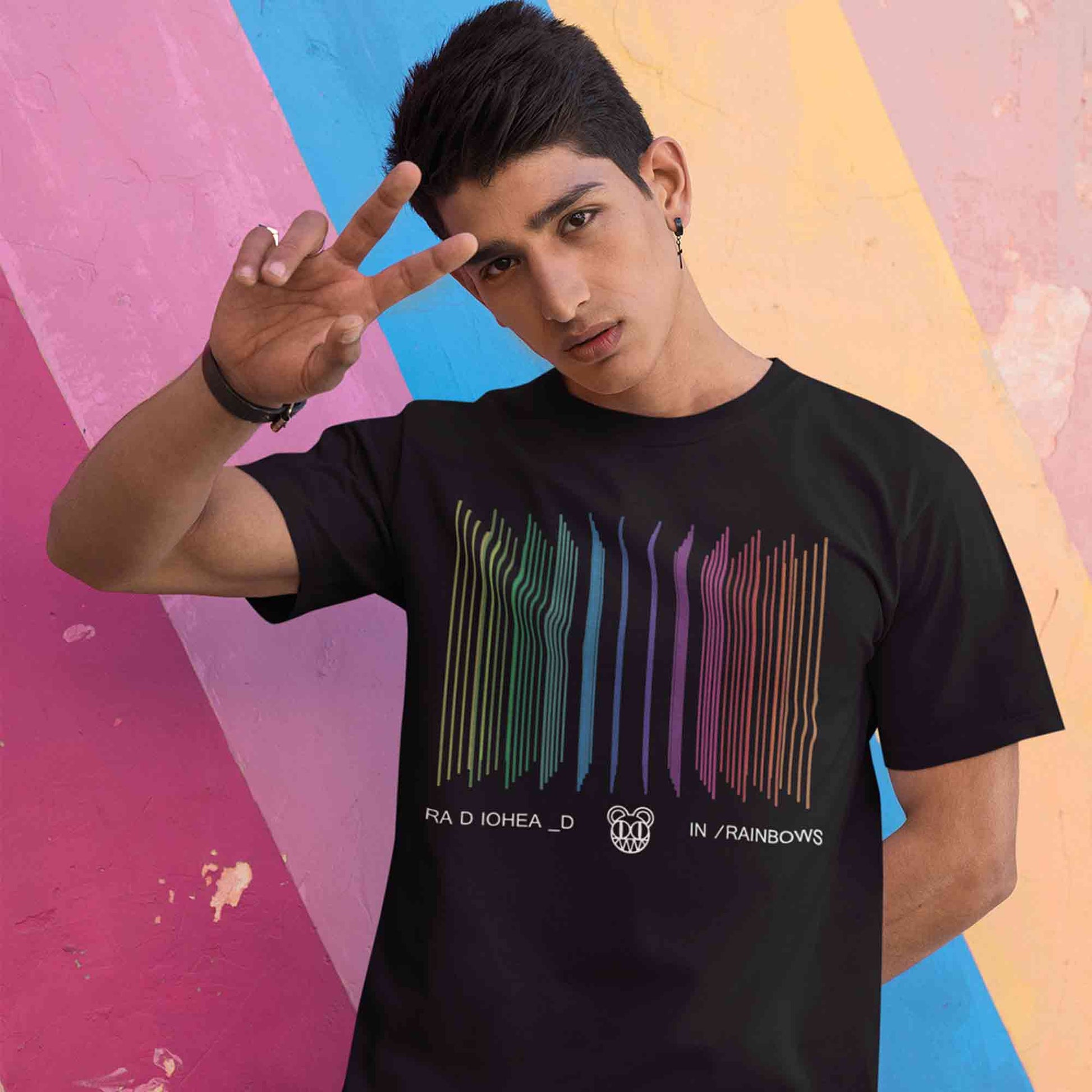 radiohead in rainbows t-shirt music band buy online india the banyan tee tbt men women girls boys unisex black