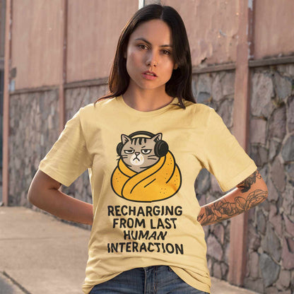 graphic recharging from last human interaction t-shirt printed graphic stylish buy online india the banyan tee tbt men women girls boys unisex beige 