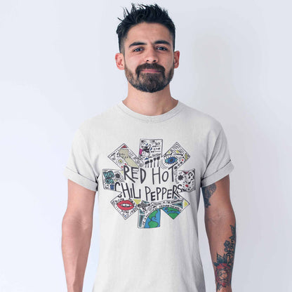 red hot chili peppers doodle t-shirt music band buy online india the banyan tee tbt men women girls boys unisex white