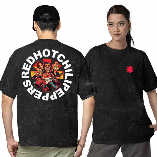 red hot chili peppers oversized t shirt - RHCP music t-shirt black buy online india the banyan tee tbt men women girls boys unisex