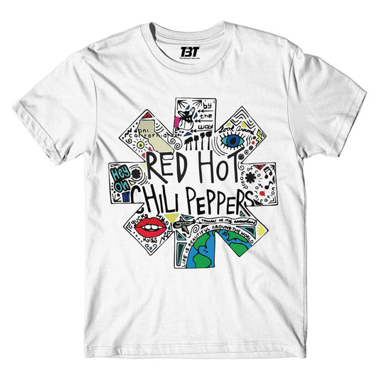 red hot chili peppers doodle t-shirt music band buy online india the banyan tee tbt men women girls boys unisex white