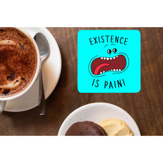 rick and morty existence is pain coasters wooden table cups indian buy online india the banyan tee tbt men women girls boys unisex  rick and morty online summer beth mr meeseeks jerry quote vector art clothing accessories merchandise