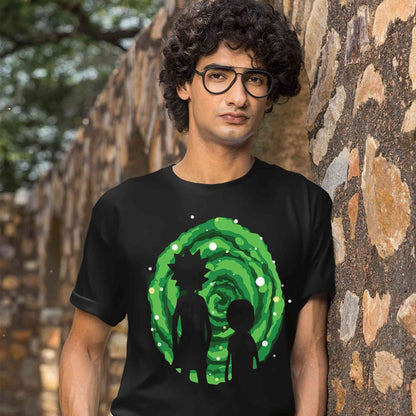 rick and morty portal t-shirt buy online india the banyan tee tbt men women girls boys unisex black rick and morty online summer beth mr meeseeks jerry quote vector art clothing accessories merchandise