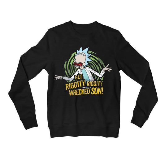 rick and morty riggity sweatshirt upper winterwear buy online india the banyan tee tbt men women girls boys unisex black rick and morty online summer beth mr meeseeks jerry quote vector art clothing accessories merchandise