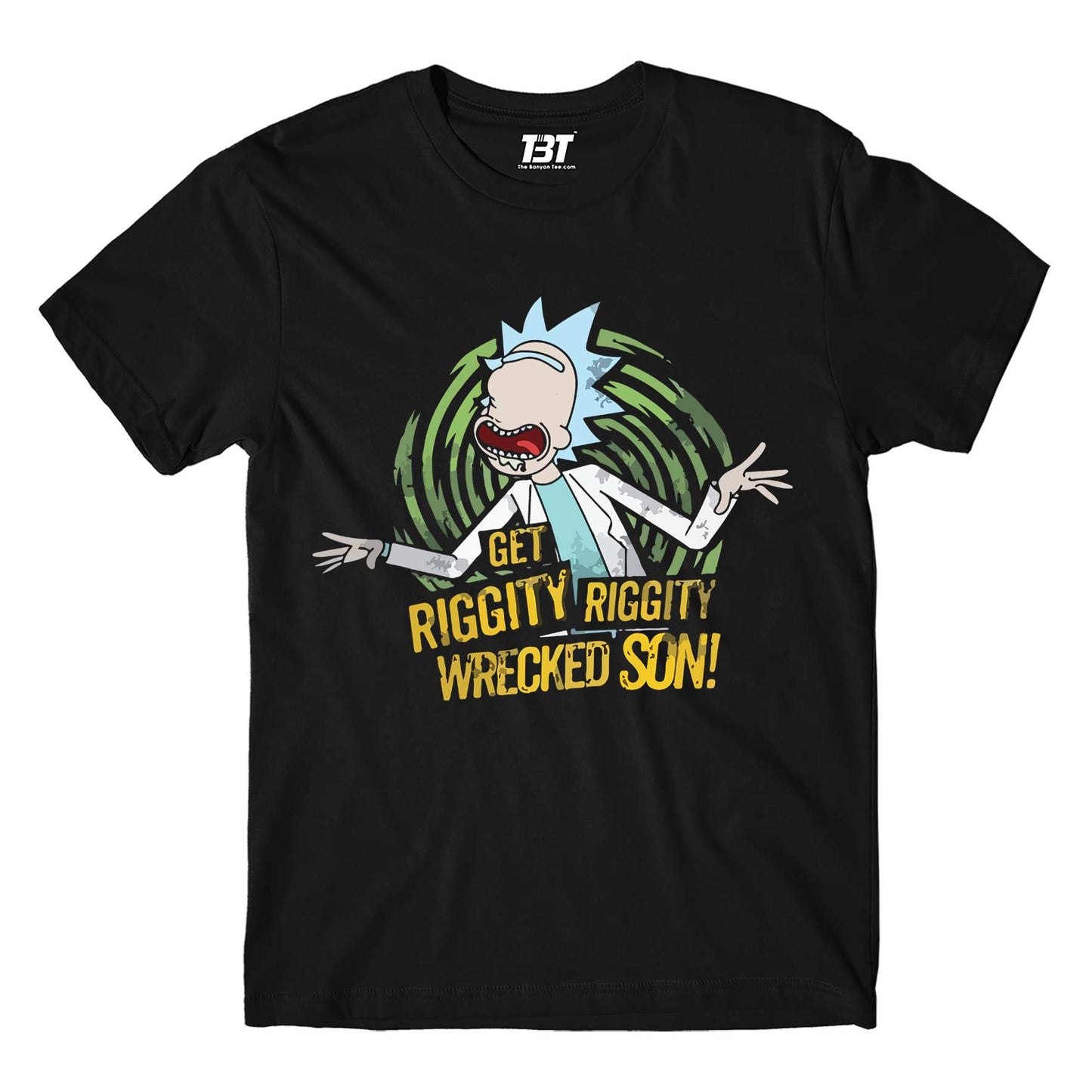 rick and morty riggity t-shirt buy online india the banyan tee tbt men women girls boys unisex black rick and morty online summer beth mr meeseeks jerry quote vector art clothing accessories merchandise