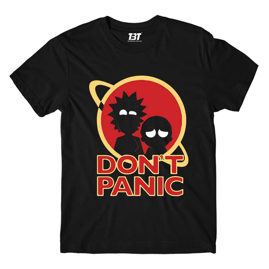 rick and morty don't panic t-shirt buy online india the banyan tee tbt men women girls boys unisex black rick and morty online summer beth mr meeseeks jerry quote vector art clothing accessories merchandise