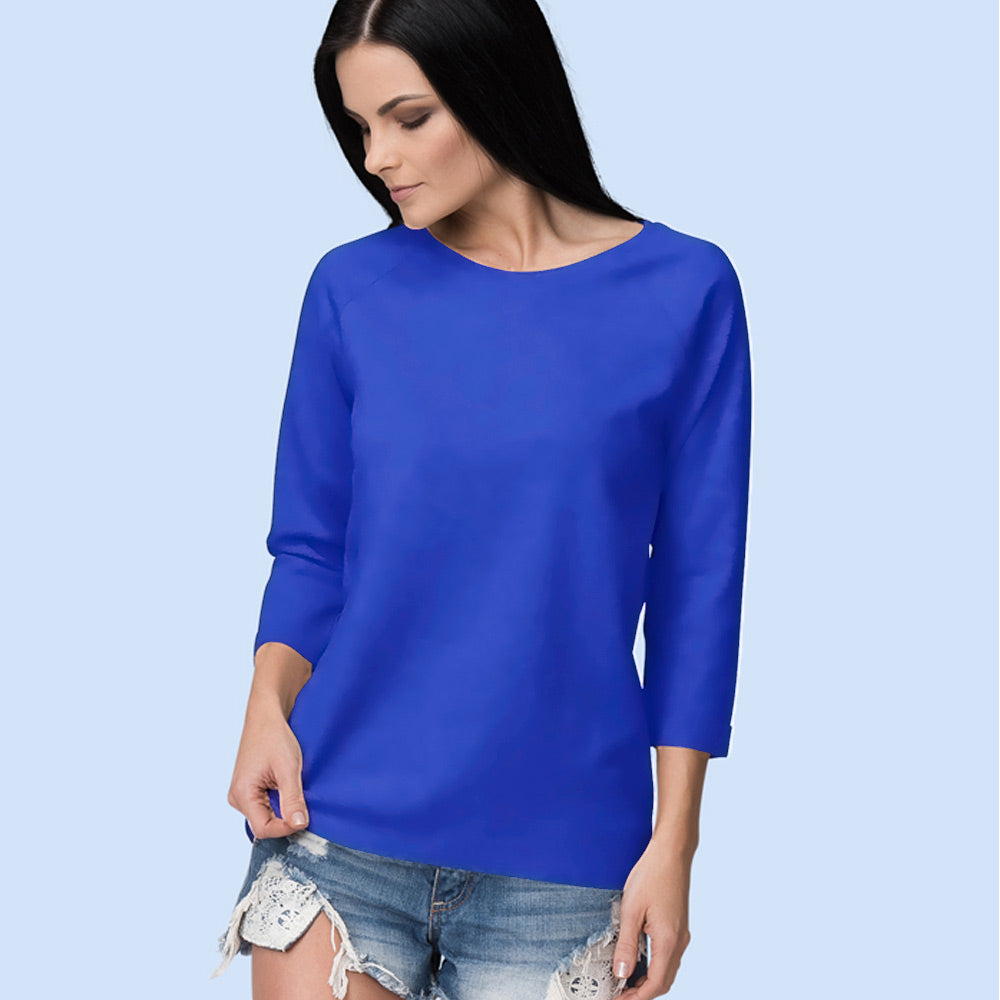 Plain Royal Blue 3/4th Sleeve T-Shirt