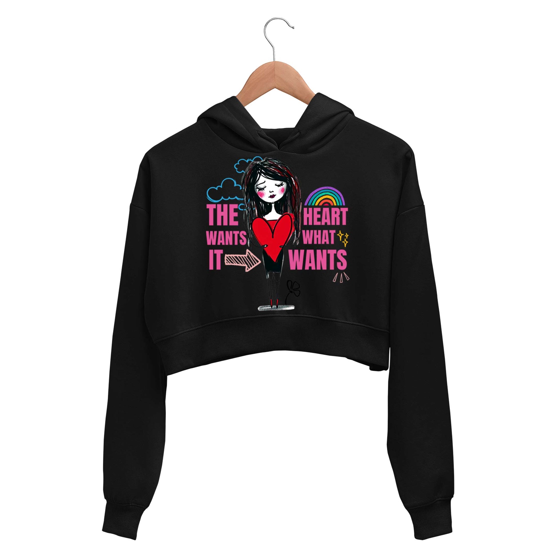 selena gomez the heart wants what it wants crop hoodie hooded sweatshirt upper winterwear music band buy online india the banyan tee tbt men women girls boys unisex black