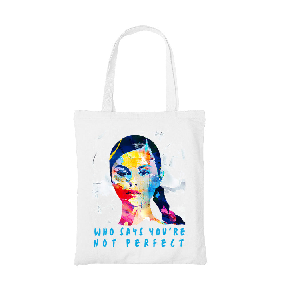 selena gomez you are not perfect tote bag hand printed cotton women men unisex