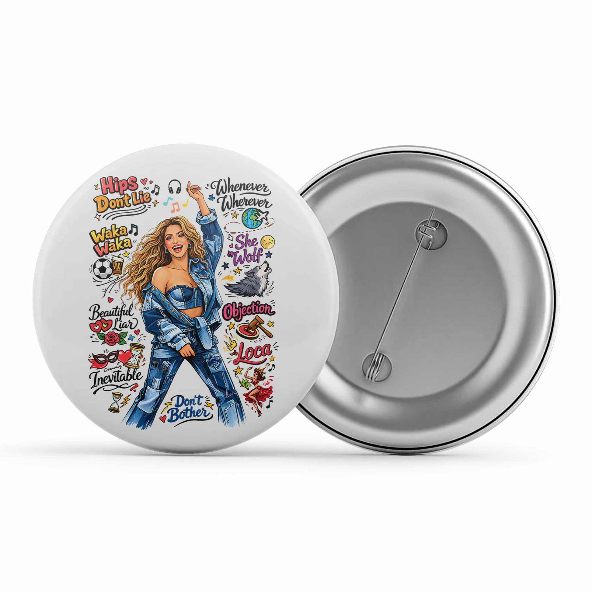 shakira doodle fiesta badge pin button music band buy online india the banyan tee tbt men women girls boys unisex  